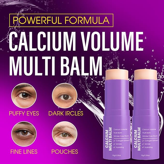 Calcium Volume Multi Balm 3-In-1 Wrinkle Bounce Multi Balm Stick Collagen Moisturing Stick with Calcium Almond &amp Vitamin for Eyes Neck and Forehead