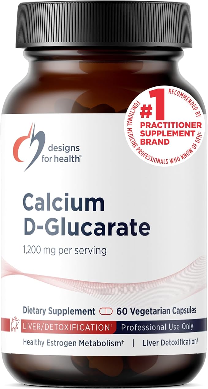 Designs for Health Calcium D-Glucarate - 1200mg CDG for Liver Support - Detoxification + Healthy Hormone Metabolism Support Supplement for Men + Women - Non-GMO Soy-Free (60 Capsules)