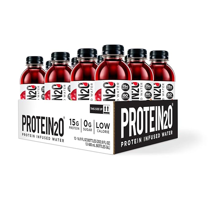 Protein2o Whey Protein Isolate Infused Water Bundle (12 Pack) - Wild Cherry and Peach Mango Flavors