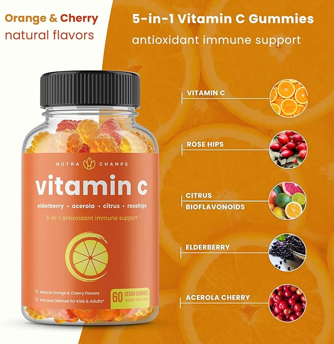 NutraChamps Biotin Gummies (2 Pack) and Vitamin C Gummies (2 Pack) 4 Pack Bundle