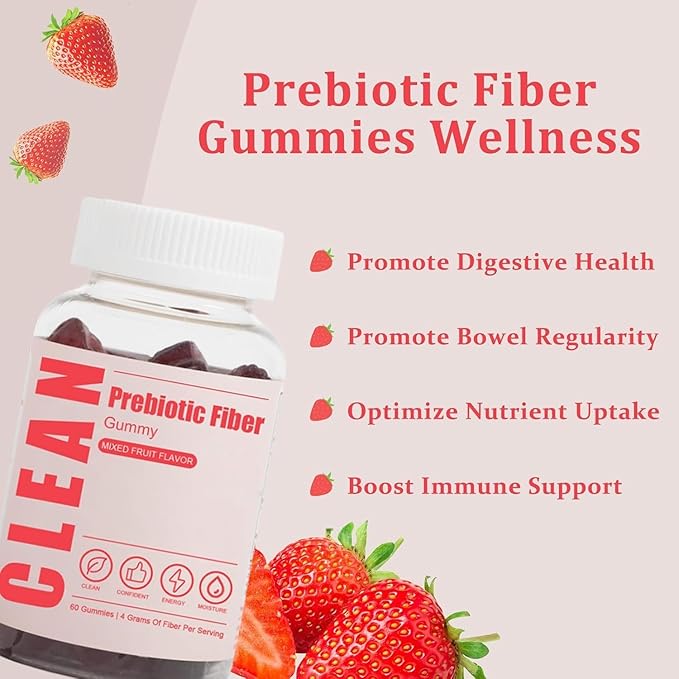 Clean Fiber Gummies for Men Clean Prebiotic Fiber Gummy Supplement Digestive Gut Health 60 Gummies