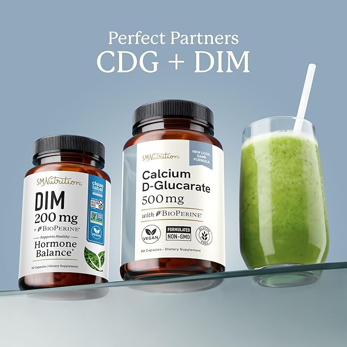 Calcium D-Glucarate | 500MG | CDG for Liver Detox and Cleanse Hormone Balance and Menopause Support | Calcium Supplement | Vegan Non-GMO Third-Party Tested | 90 Capsules (3-Month Supply)