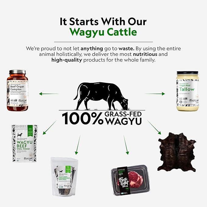 First Light Farms Freeze-Dried Wagyu Beef Organ Supplement Grass-Fed | 180 Capsules | Whole Food Nutrition with Liver Heart Kidney &amp Spleen | Beef Organ Complex Certified Humane