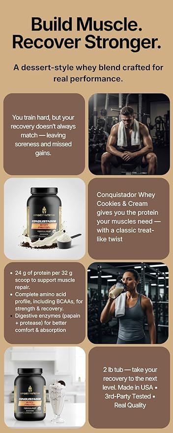Conquistador Whey Protein Cookies and Cream Premium Protein 2lb