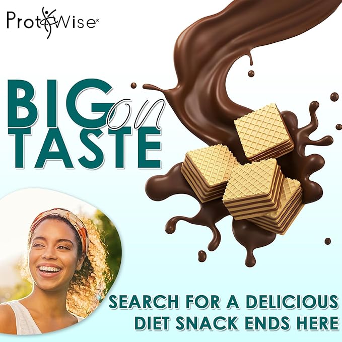 ProtiWise High Protein Wafers | Raspberry | 15g Protein Per Serving Low Carb Low Sugar High Fiber Snack | Gluten-Free Keto-Friendly Diet for Hunger Control &amp Weight Loss | Pack of 2 (5/Box)
