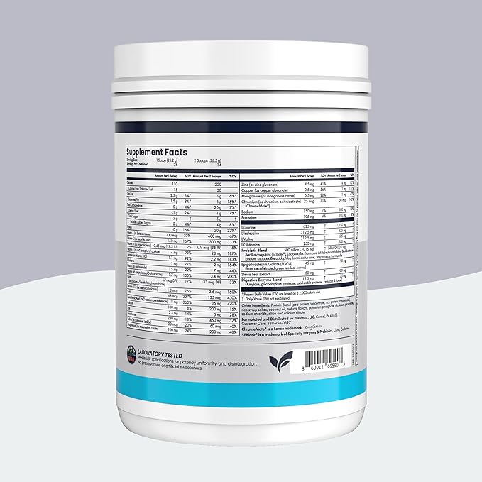 Nourify Plus Plant-Based Protein Shake - All Natural Vegan Protein Powder High Protein &amp Low Sugar Gluten Free Soy Free &amp Dairy Free Vanilla Protein Powder (27.7 oz)