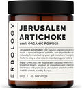 Erbology Organic Jerusalem Artichoke Powder 3.2 oz - 45 Servings - Sunchoke - 50% Prebiotic Inulin Fiber - Supports Gut Health and Promotes Diverse Microbiome - Feed Good Bacteria - Gluten-Free