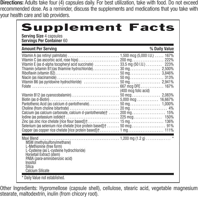 Country Life Maxi-Hair Plus Biotin Supports Healthy Hair Skin and Nails Daily Supplement 240 ct
