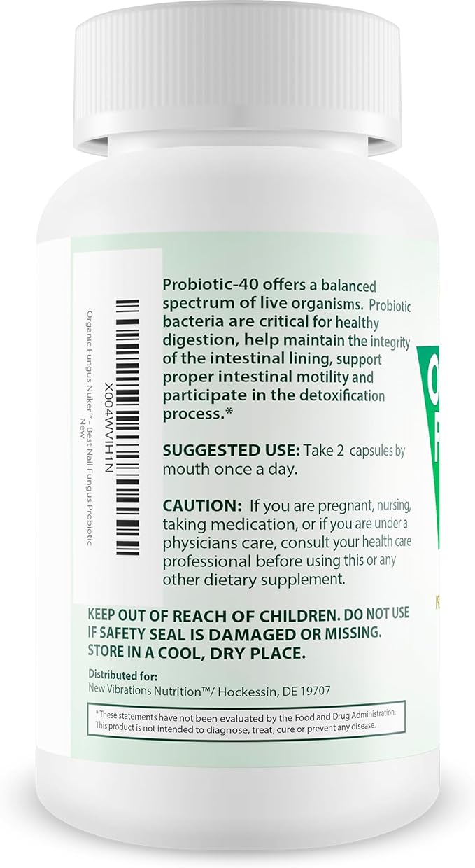 Organic Fungus Nuker Probiotic - Our Best Toenail Fungus Probiotic For Fungal Nail Immune Support - 40 Billion Probiotics &amp Prebiotics - Pro/Prebiotic Myco Nuker Probiotics Nail Fungal Treatment
