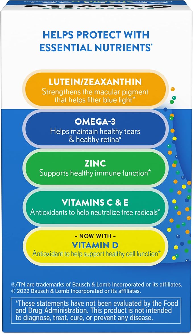 Ocuvite Adult 50+ Eye Vitamins and Mineral Supplements with Lutein Zeaxanthin and Omega-3 90 Soft Gels (Pack of 3)