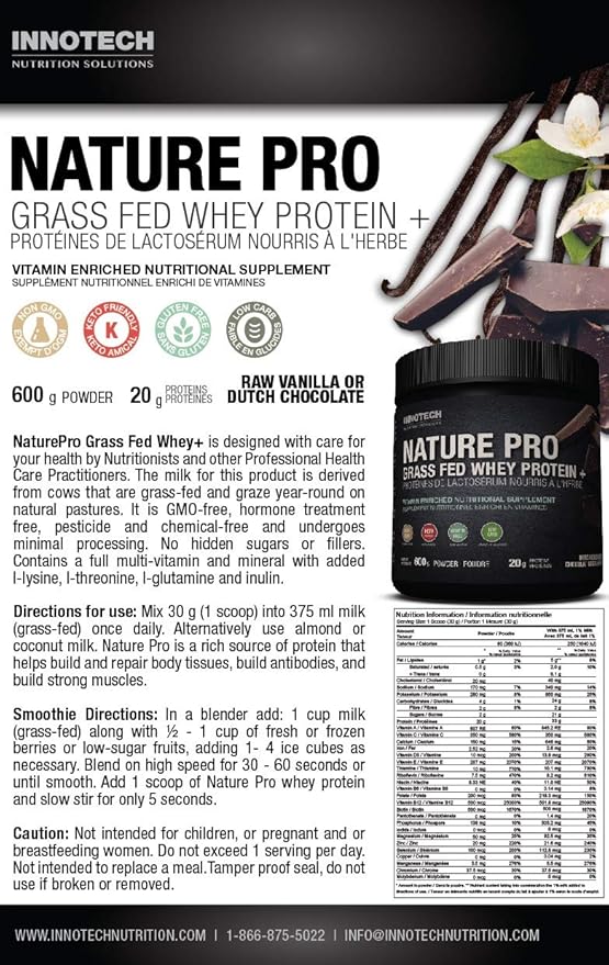 INNOTECH Nutrition: Naturepro (whey + from Grass Fed Cows) Vanilla - 600 G