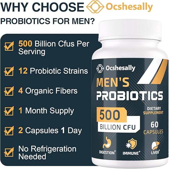 Probiotics for Men 500 Billion CFUs &amp 12 Strains Mens probiotic with Turmeric Cranberry Goji - Probiotics for Digestive Health Gut Immune &amp Bloating Prostate &amp Urinary Tract Health