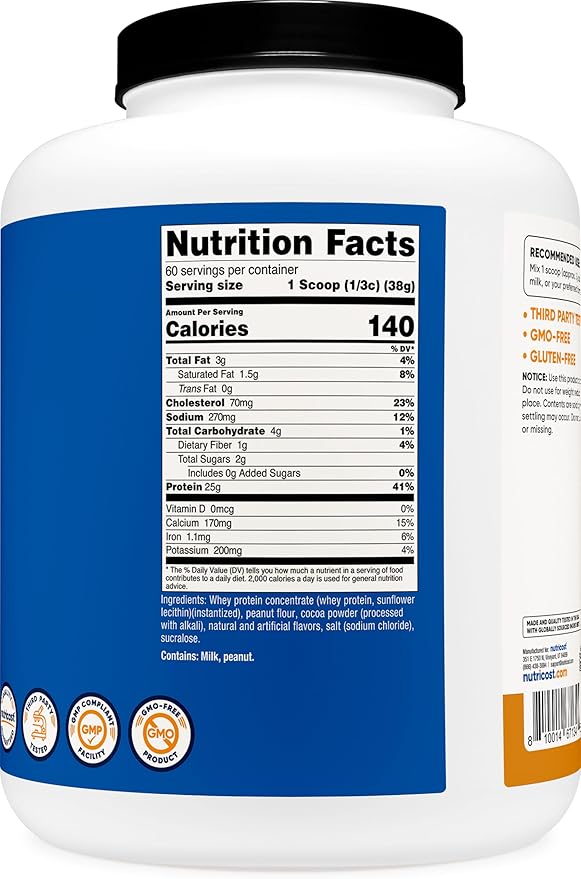 Nutricost Whey Protein Concentrate (Chocolate Peanut Butter) 5LBS - Gluten Free &amp Non-GMO (Pack of 2)