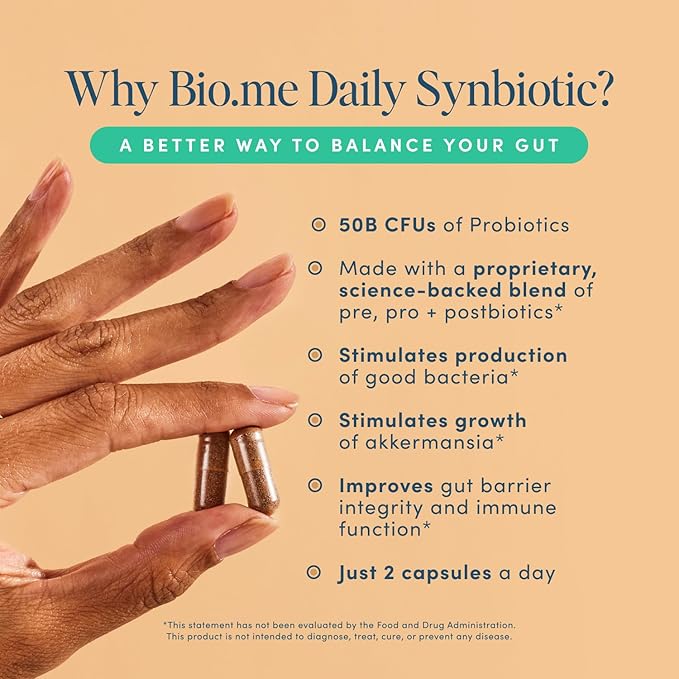 Bio.me Synbiotic &amp Gut Remedy Bundle - Daily Synbiotic 3-in-1 Prebiotics and Probiotics for Digestive &amp Immune Support (60 ct) &amp Gut Cleanse to Reset Digestive System and Rebalance Microbi