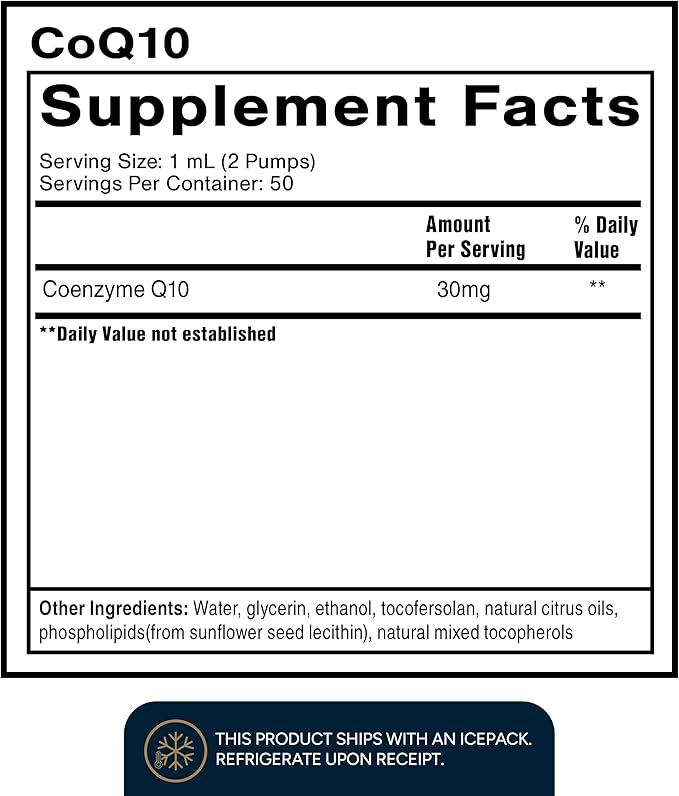 Quicksilver Scientific CoQ10 Nanoemulsion - Liposomal Coenzyme Q10 Cardiovascular Support &amp Cellular Energy Supplement - Fast Absorbing Liquid (1.7oz / 50ml)