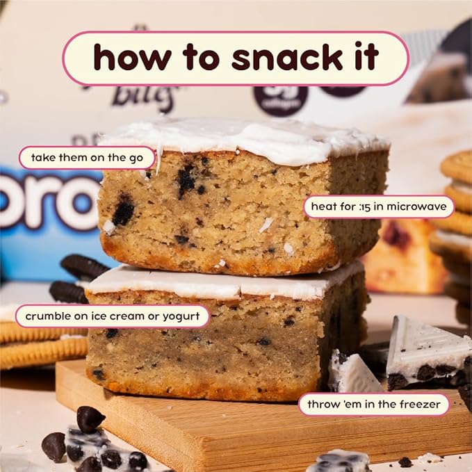 Prime Bites High Protein Brownie (12 Per Box Cookies &amp Cream Blondie) - 19g of Protein 5g of Collagen Gluten Free Low Sugar Treat Delicious Protein Snack