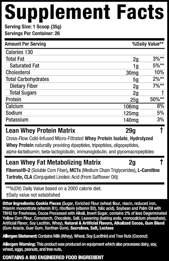 MuscleSport Lean Whey Revolution™ Whey Protein Isolate with Hydrolyzed Whey - Low Calorie Low Carb Low Fat Incredible Flavors - 25g protein per scoop (2lb Cookies N Cream)
