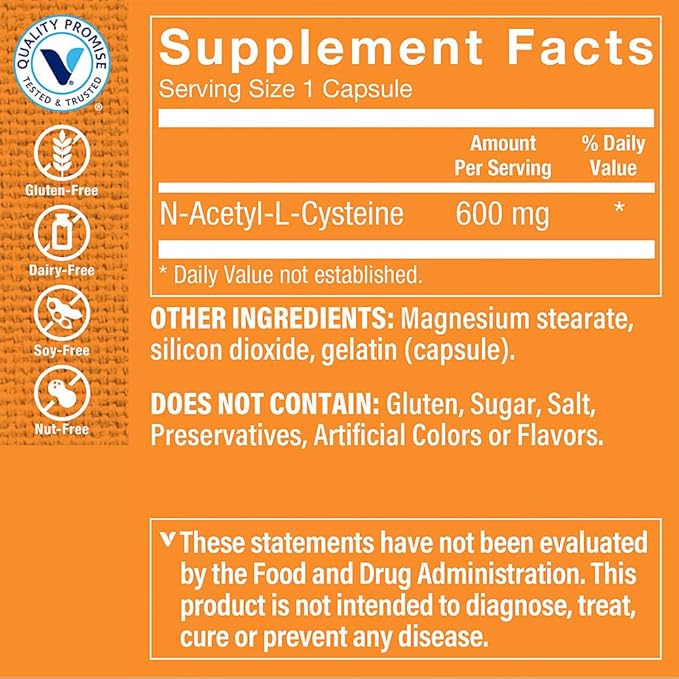 The Vitamin Shoppe NAC N-Acetyl-L-Cysteine Promotes Cellucor Health Immune (200 Capsules)