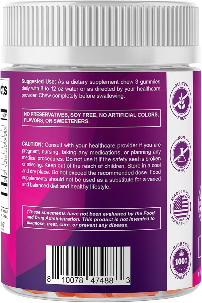 Vitamatic Prebiotic Fiber Gummies for Adults 7G Extra Strength Zero Sugar Added 240 Pectin Based Gummies Digestive Health &amp Regularity Support (Pack of 2)