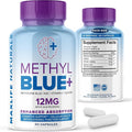 Pure Methylene Blue Capsules Ultimate Methylene Blue Supplement 12mg - 60 Capsules Pharmaceutical Grade with Vitamin C Ester &amp NAC Glycine Supports Cellular &amp Mitochondrial Function Made