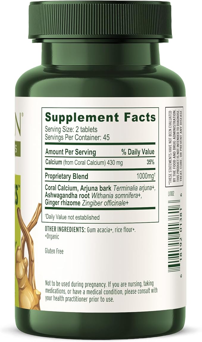 Banyan Botanicals Organic Healthy Bones – Ethical Coral Calcium &amp Bone Density Supplement – with Ashwagandha &amp Arjuna for Skeletal Strength &amp Joint Support – 90 Tablets – Non-GMO