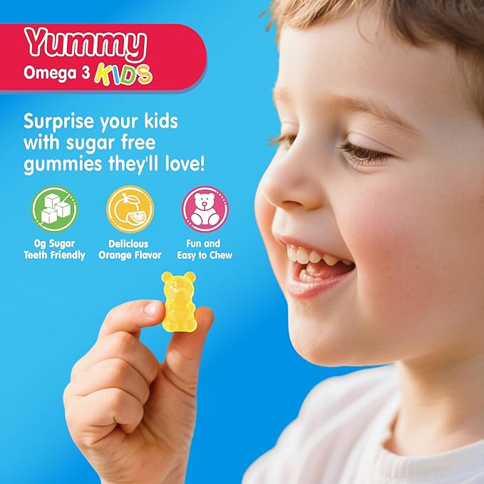 Vegan Omega 3 Gummies 1 Pack + Sugar Free Omega 3 Gummies for Kids 2 Pack