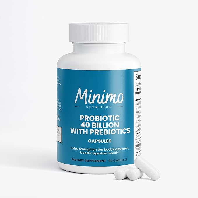 Probiotic 40 Billion with Prebiotics Digestive &amp Gut Health - Supports Occasional Constipation Diarrhea Gas &amp Bloating - Probiotics for Women &amp Men 60 ct.