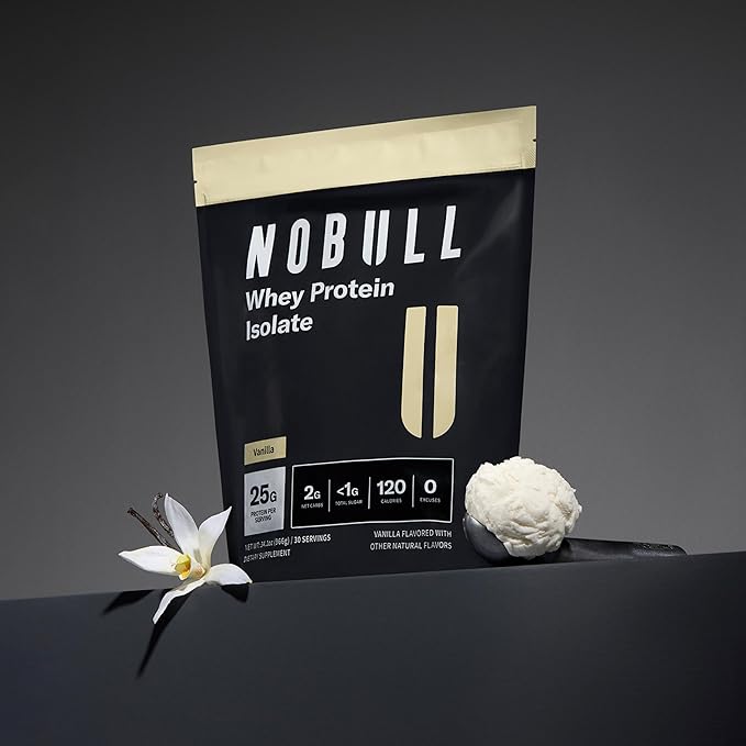 NOBULL Grass-Fed Whey Protein Isolate | Clean Whey Protein Powder for Muscle Growth Recovery &amp Performance Nutrition Vanilla 30 Servings