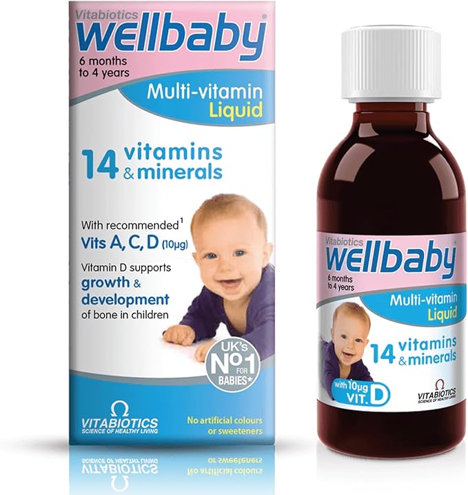 Vitabiotics Wellbaby Multi-Vitamin Liquid - Immune System Multivitamin for Infants and Babies Ages 6 Months to 4 Years - 150mL
