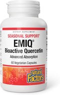 Natural Factors Bioactive Quercetin EMIQ - Immunity Support Supplement with Vitamin C - Quercetin for Upper Respiratory &amp Heart Health - 60 Vegetarian Capsules (60 Servings)