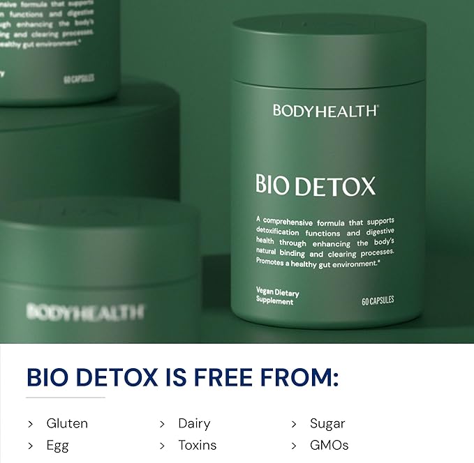 BodyHealth Bio Detox 300mg - Zeolite &amp Terra Clay Complex – Natural Detox Support with Fulvic &amp Humic Acids for Gut Balance and Cellular Protection - 60 Capsules