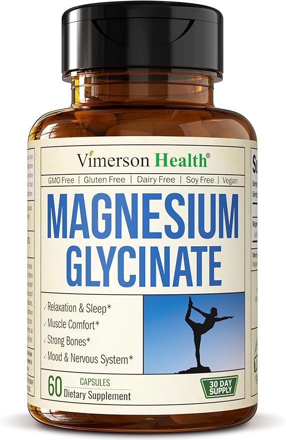 Pure Magnesium Glycinate 200mg (Glicinato de Magnesio) – Chelated Magnesium Supplement for Sleep Relaxation Muscle &amp Women’s Wellness – Better Absorbed Than Citrate or Oxide – 60 Vegan Capsules