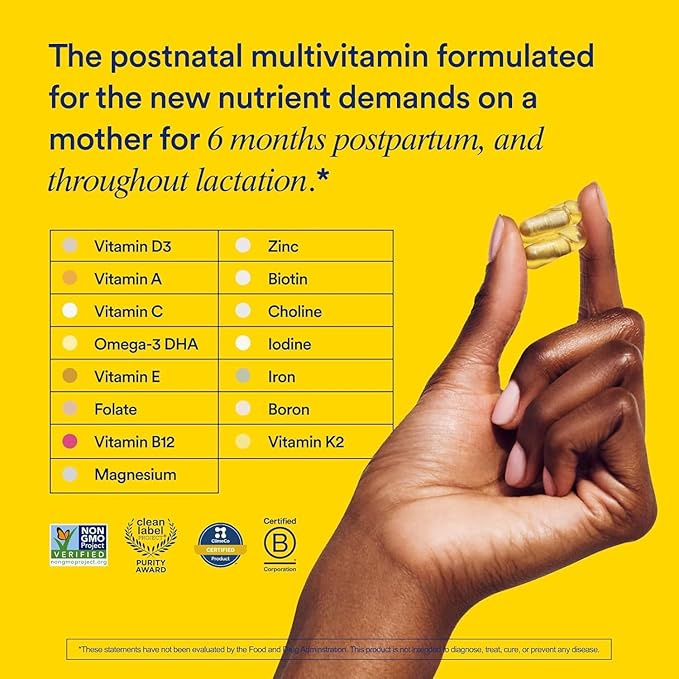 Ritual Essential for Women Postnatal Multivitamin - Postpartum Vitamin - Omega-3 DHA &amp Choline for Lactation Support Vitamin A C D3 &amp Zinc for Immune Function Support* B12 Iodine Biotin