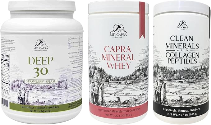 Mt. Capra Deep 30 (Strawberry Splash) Mineral Whey and Clean Minerals with Collagen Peptides