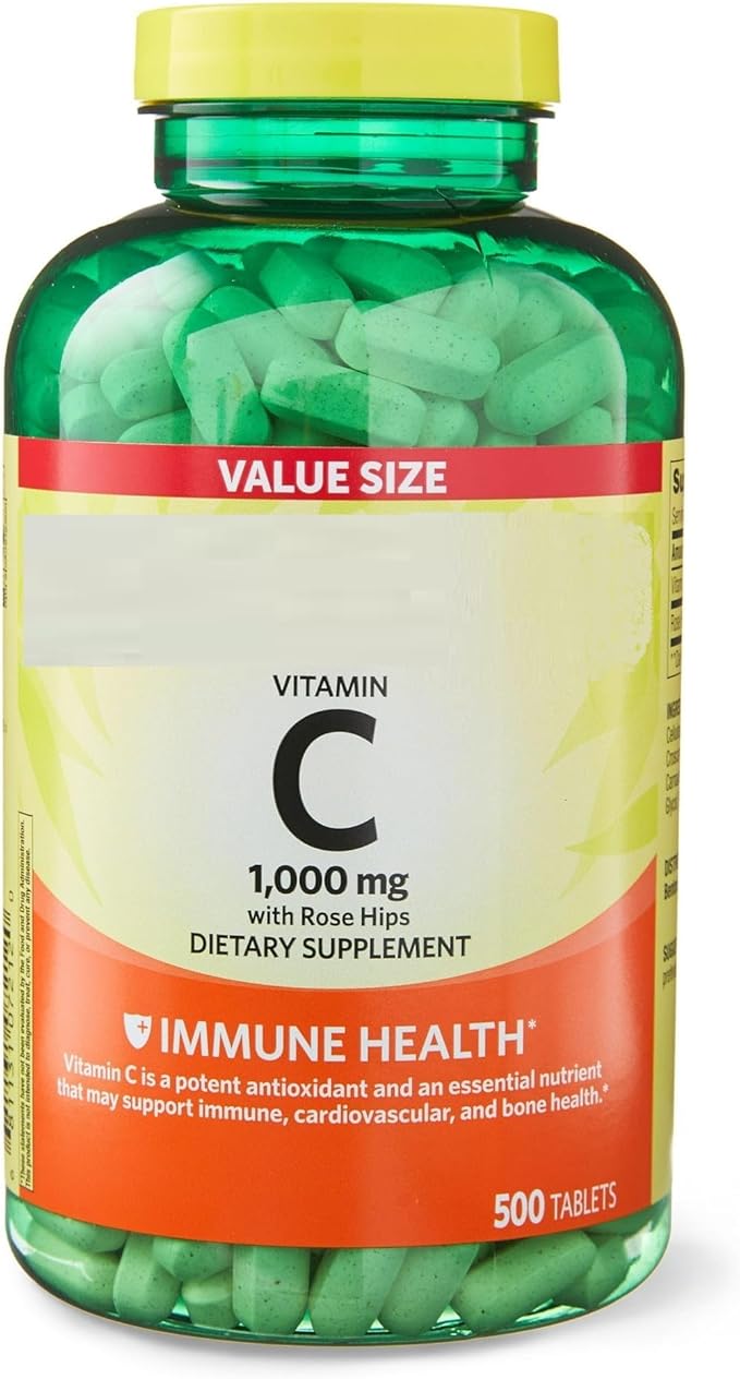SEDLAV Vitamin C with Rose HIPS Tablets Dietary Supplement Value Size 1000 mg 500 Count Sticker