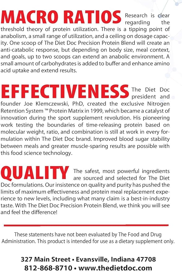 Precision Protein Blend- 100% Grass Fed Whey Protein Concentrate and Isolate Blend - 22g of Protein - 32 Servings - 2.2lb - Vanilla Bean