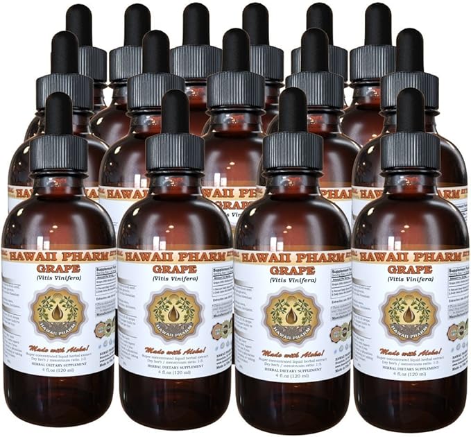 Hawaii Pharm Grape Liquid Extract Grape (Vitis Vinifera) Seed Tincture Supplement 15x4 oz