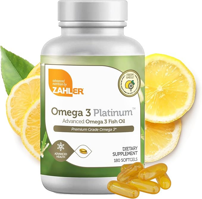 Zahler Omega 3 Fish Oil - Omega 3 Supplements with Fatty Acids 600 mg EPA and 400 mg DHA - Supplements Derived from Kosher Tuna - Supports Brain &amp Heart Health (180 Softgels)