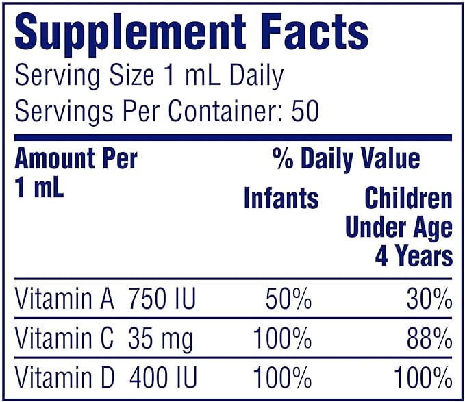 Enfamil Tri-Vi-Sol Vitamins A C &amp D Supplement Drops 50 mL (Pack of 4)