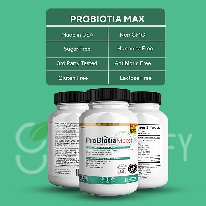 ProBiotia Max 40 Billion CFU Extra Strength Oral Probiotic Supplement 60 Capsules Supports Teeth and Gum Health Gluten Free (5)