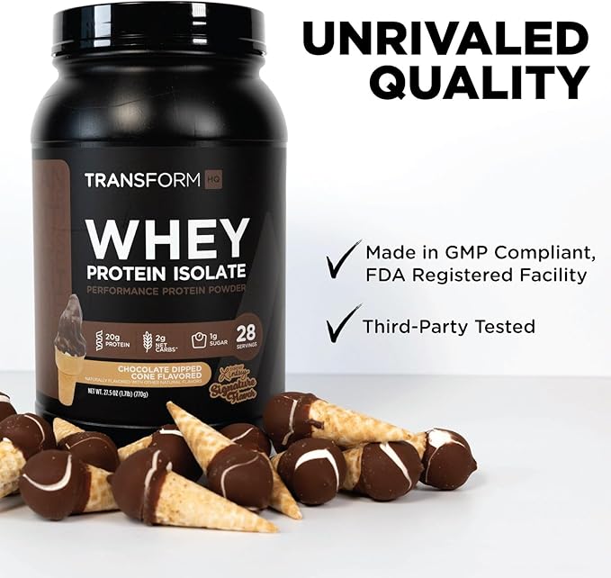 TransformHQ Whey Protein Isolate (WPI) Chocolate Dipped Cone Flavored 28 Servings - Performance Protein Powder