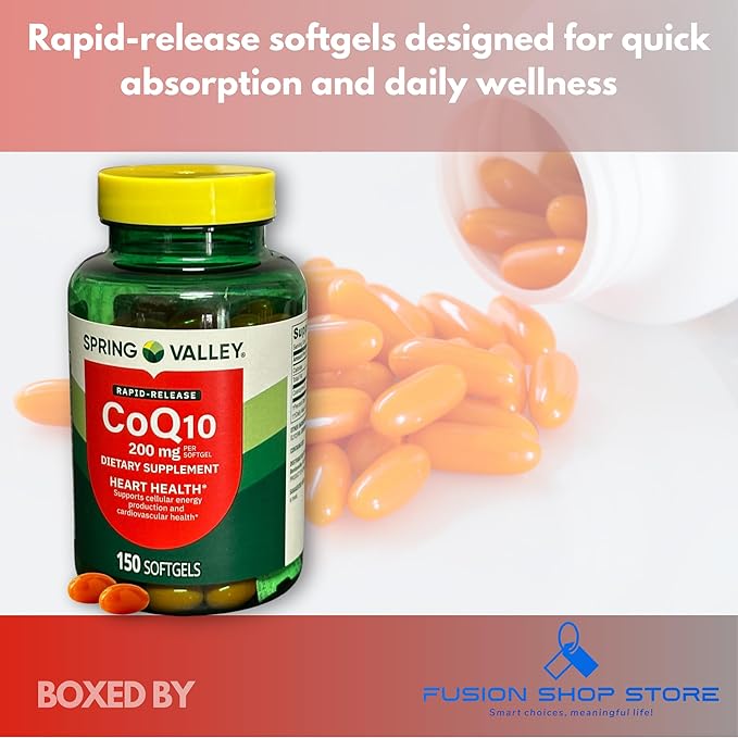 CoQ10 200mg- Rapid Release Softgels 150Ct (Pack of 1) Boxed by Fusion Shop Store
