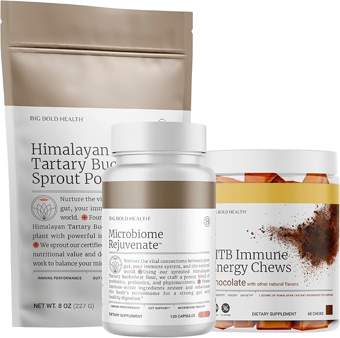 BIG BOLD HEALTH Complete Gut Support Bundle - Organic Himalayan Tartary Buckwheat Prebiotics &amp Probiotics for Gut Health - Natural Energy Microbiome &amp Immune System Support - Non-GMO Gluten