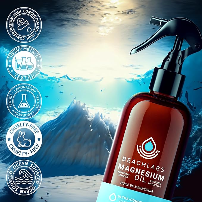 Magnesium Spray (2-Pack) - Ocean Sourced &amp 100% Canadian Made | Magnesium Spray for Feet and Body | Pure Concentrated Seawater with Synergistic Trace Minerals for Wellness | (8 oz)
