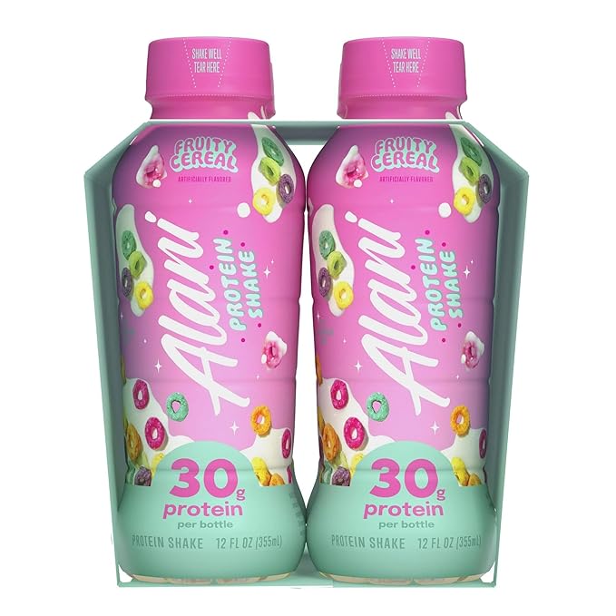 Alani-Nu Protein Shake Fruity Cereal Flavor 30g Protein Per Bottle Lactose-Free Gluten-Free Low Sugar High-Protein Drink for Muscle Growth Perfect for Breakfast or Post-Workout 2 Box With 4Ct