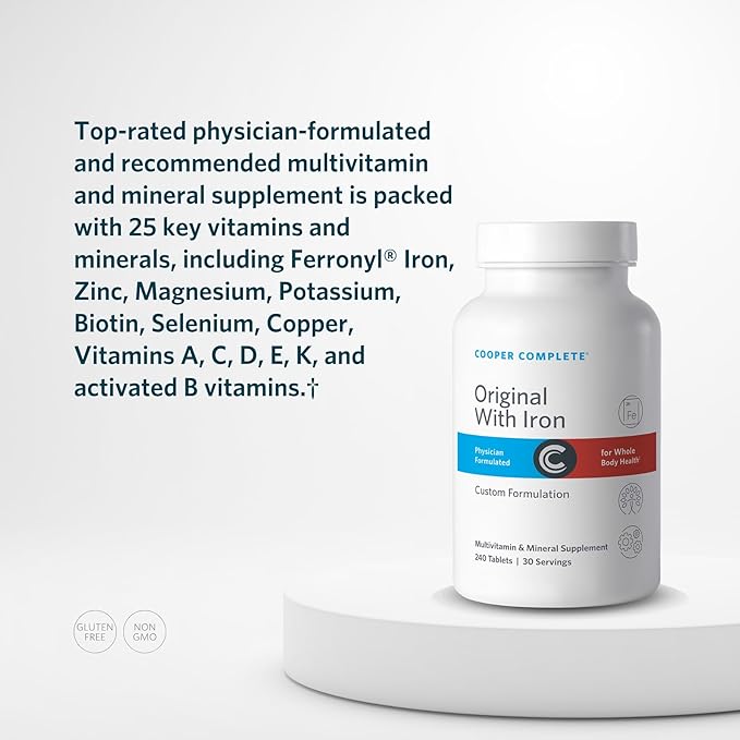 Cooper Complete - Original Comprehensive Multivitamin with Iron - Daily Multivitamin and Mineral Supplement - 30 Servings per Bottle. Pack of 2