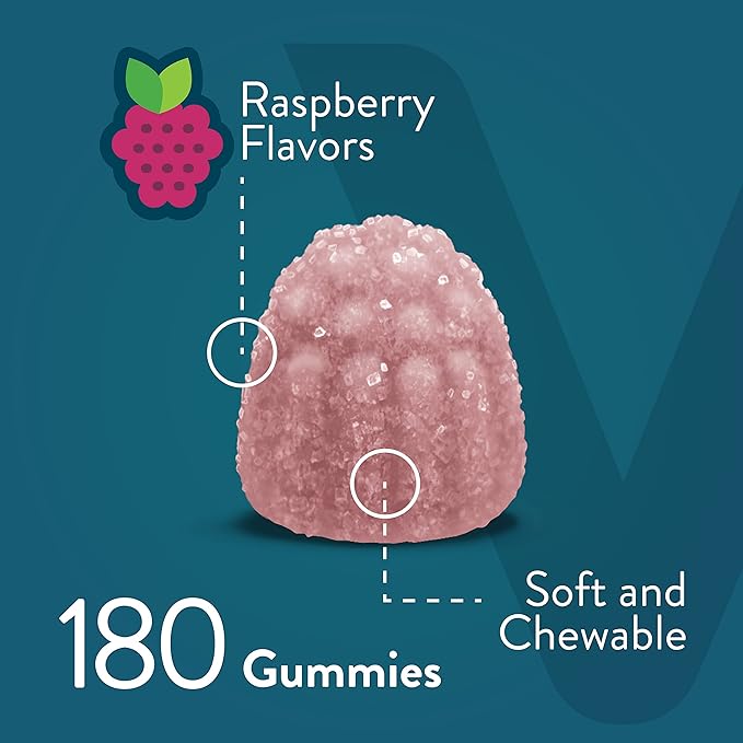 Viteey Calcium Magnesium Zinc Gummies with Vitamin D3 - Supports Bone Health Nerve &amp Immune Function - Calcium Magnesium Zinc D3 for Adults &amp Teens - GMO Free - Chewable Raspberry Flavored Gu