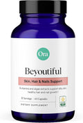 Ora Organic Hair Skin and Nails Support- BeYouTiful - Beauty Supplement with B Vitamins and Algae Extracts for Healthy Hair and Skin - 60 Vegan Capsules