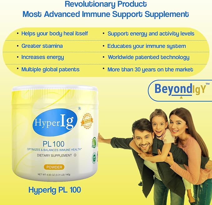 PL-100 Egg Protein Powder Hyperimmune Egg Supplement 140g – Immune Support Digestive Wellness Energy &amp Muscle Strength Gluten-Free