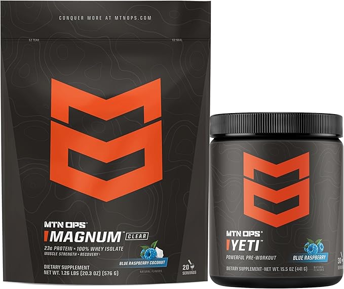 MTN OPS Magnum Clear Blue Raspberry Coconut &amp Yeti Preworkout Blue Raspberry Bundle